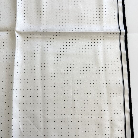 Lot of 2 Women's Scarves Silk/ Polyester White/Black Flower 27"  Polka Dot 19" - Picture 9 of 9